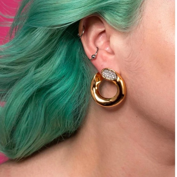 ALEXIS BITTAR • Solanales Crystal Gold Front-FacingHoop Earrings